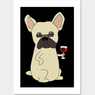 Cool French Bulldog Wine Posters and Art